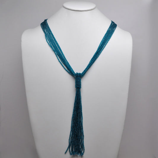 Seed Bead Multi-Strand Lariat Tassel Necklace