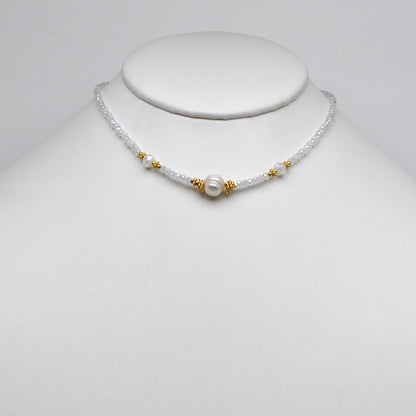 Thin Pearl Beaded Boho Necklace