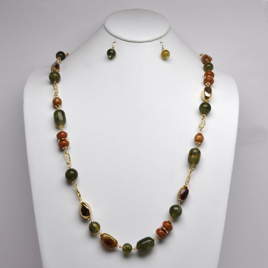Long Pebble Lucite Beaded Necklace