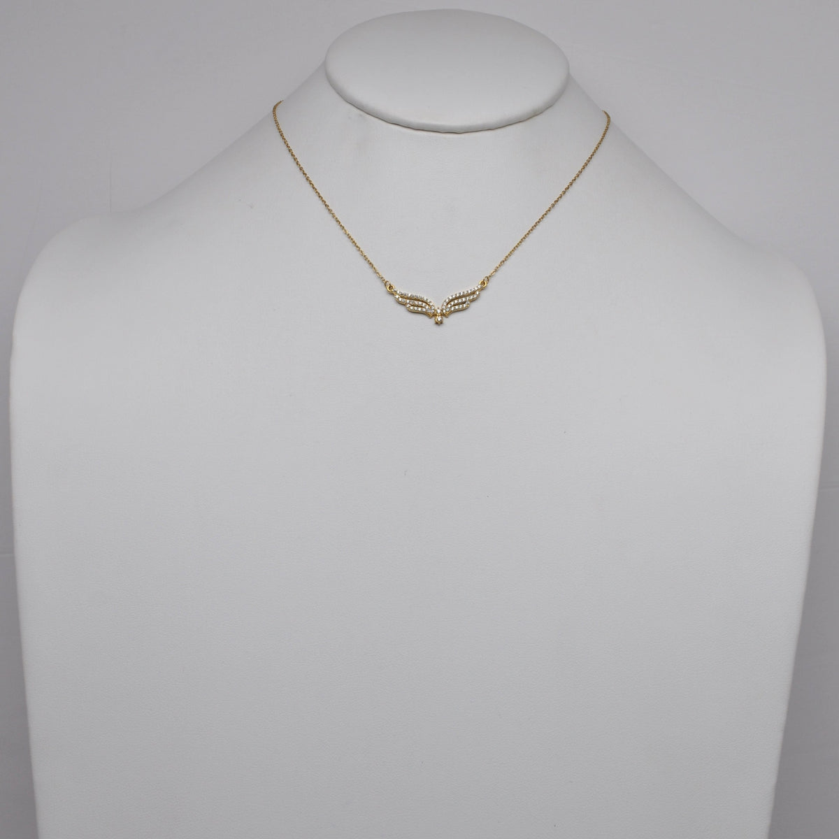 Stainless Steel Pavé Crystal Spread Wings Chevron Necklace