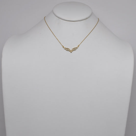 Stainless Steel Pavé Crystal Spread Wings Chevron Necklace