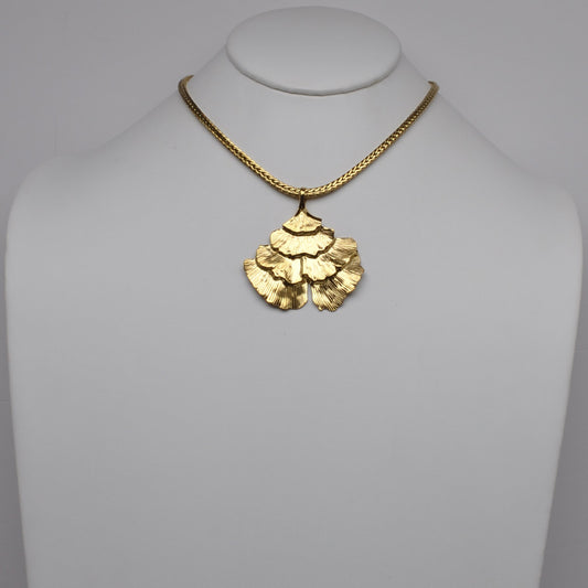 Stainless Steel Ginkgo Leaf Pendant Necklace