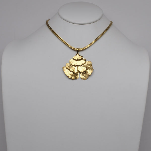 Stainless Steel Ginkgo Leaf Pendant Necklace