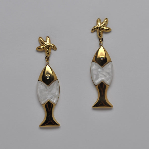 Starfish and Fish Drop Earrings