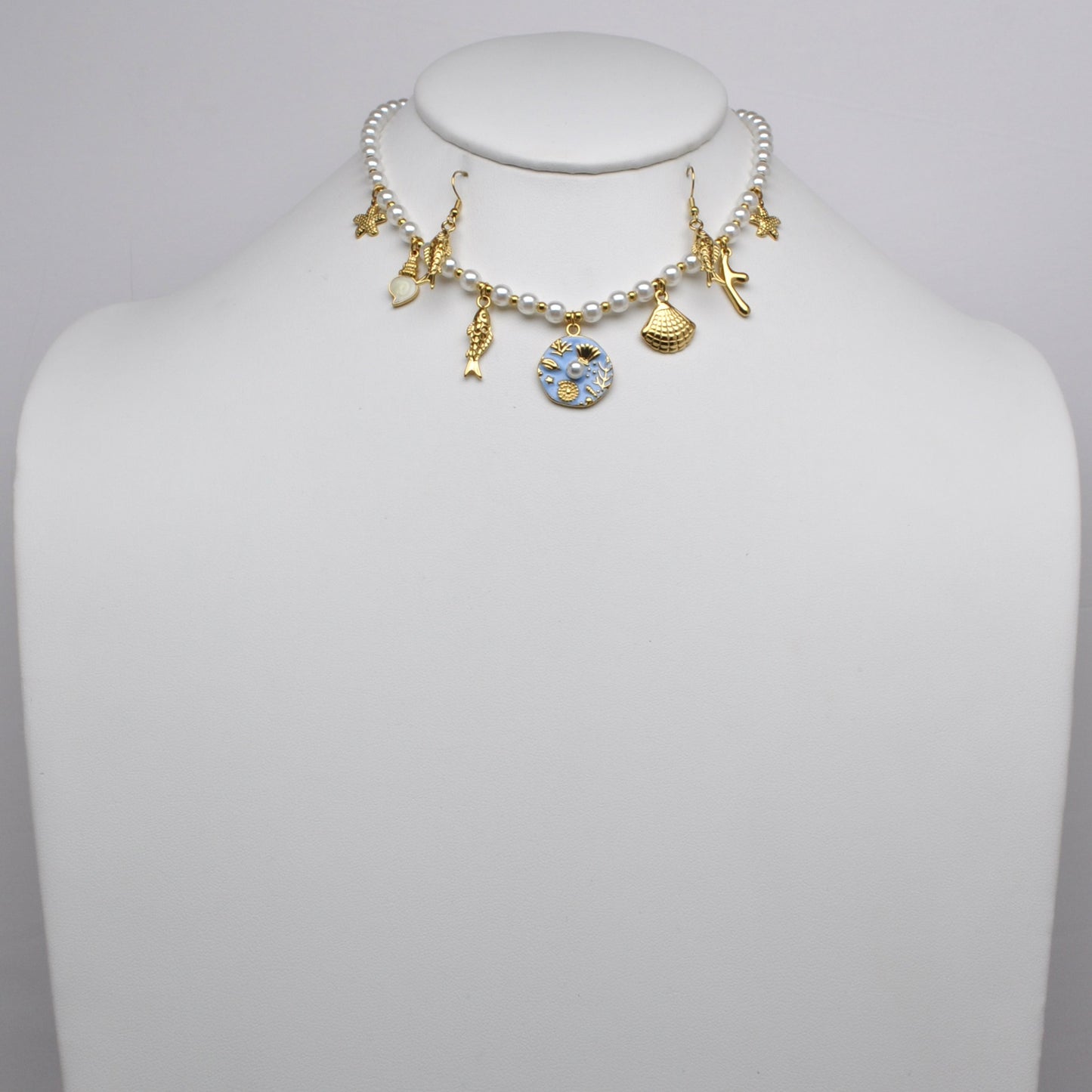 Ocean Charm Pearl Necklace Set