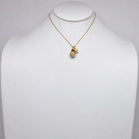 Stainless Steel Oyster Pearl & Turtle Charm Necklace
