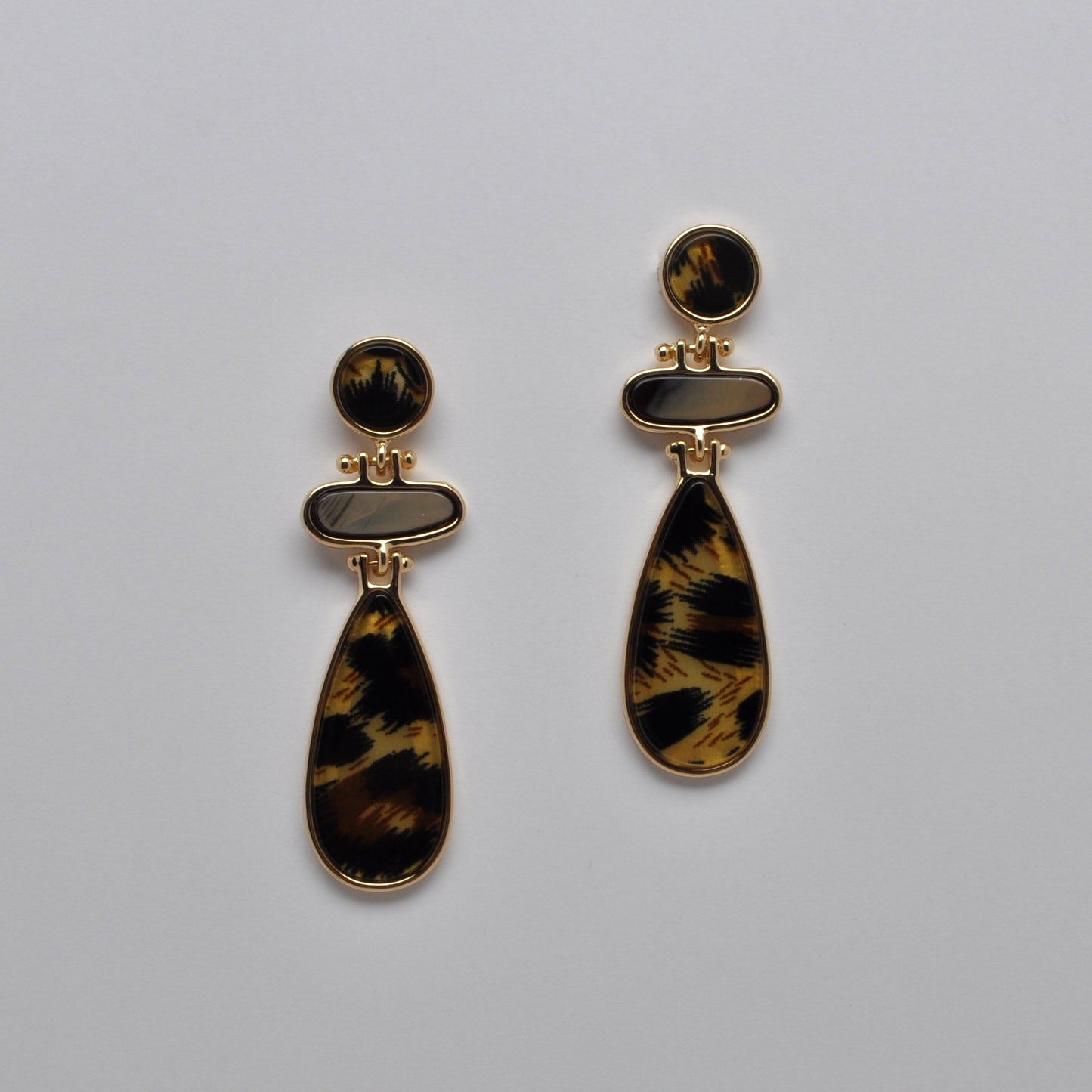 Three Tier Geometric Resin Earrings