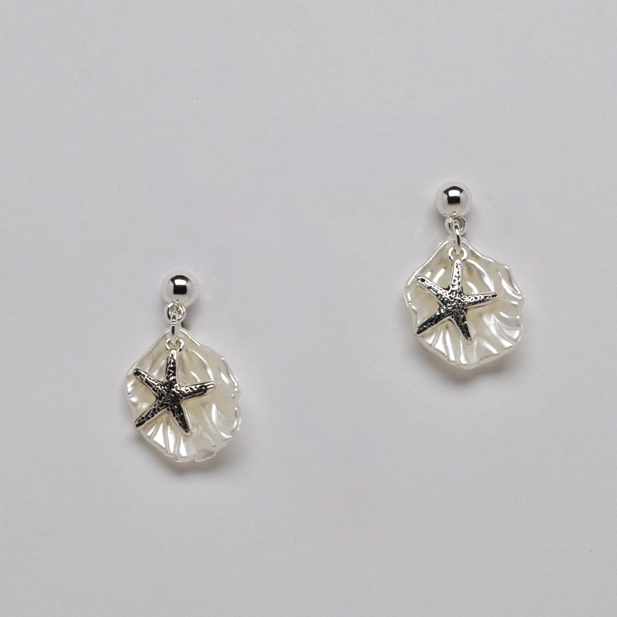 Starfish w/Shell Nautical Earrings