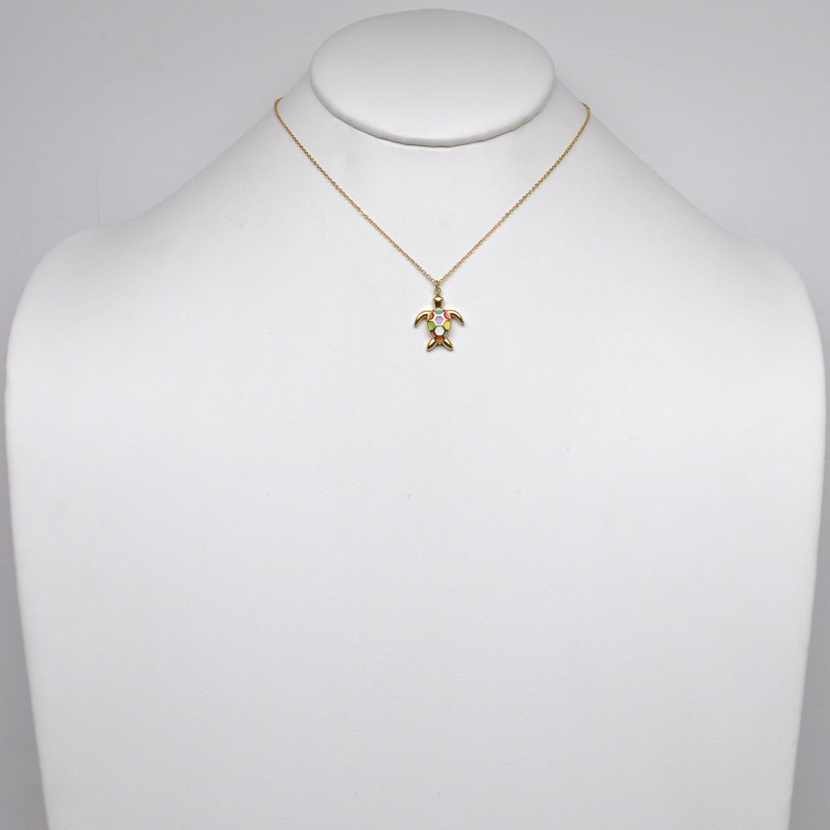 Stainless Steel Enamel Turtle Pendant Necklace