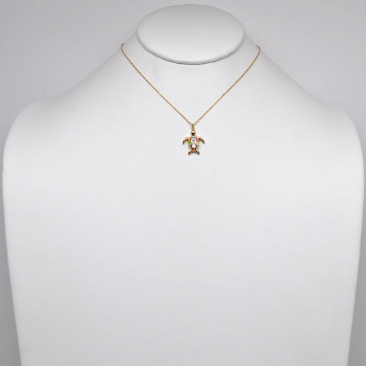 Stainless Steel Enamel Turtle Pendant Necklace
