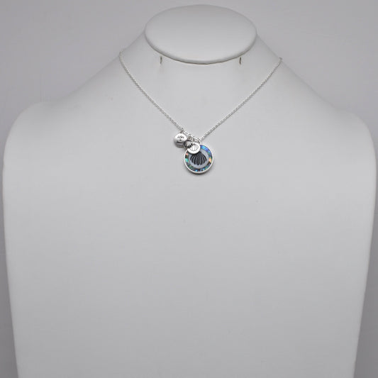Seashell Inlay and Engraved Disc "Life's a beach" Multi-Charm Pendant Necklace