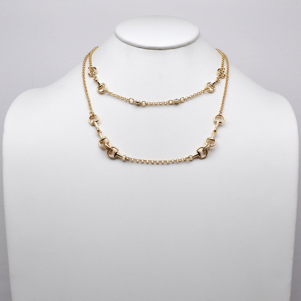Layered Horsebit Station Chain Necklace