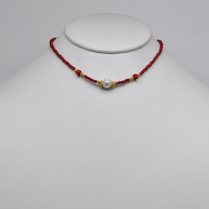 Thin Pearl Beaded Boho Necklace