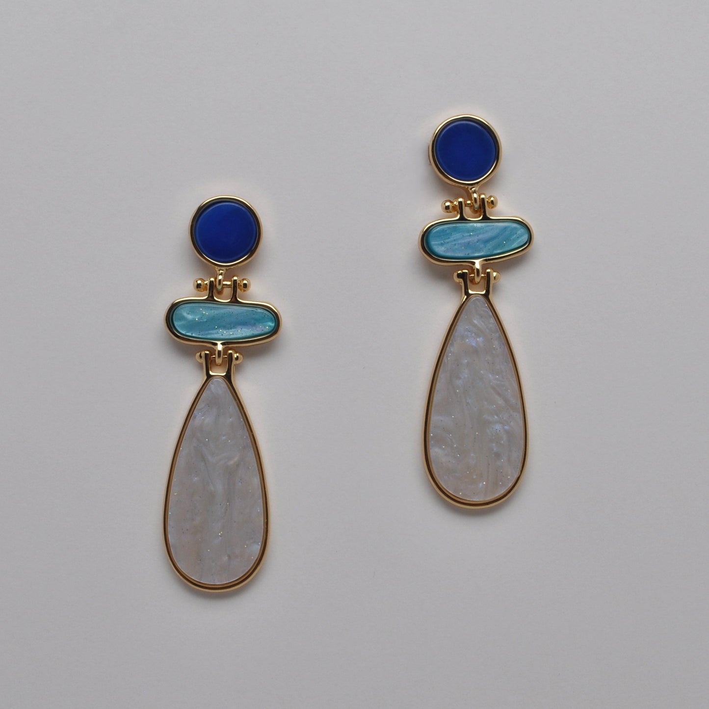 Three Tier Geometric Resin Earrings