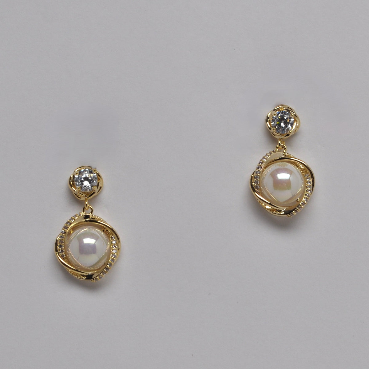 Swirl Halo Pearl Drop Earrings