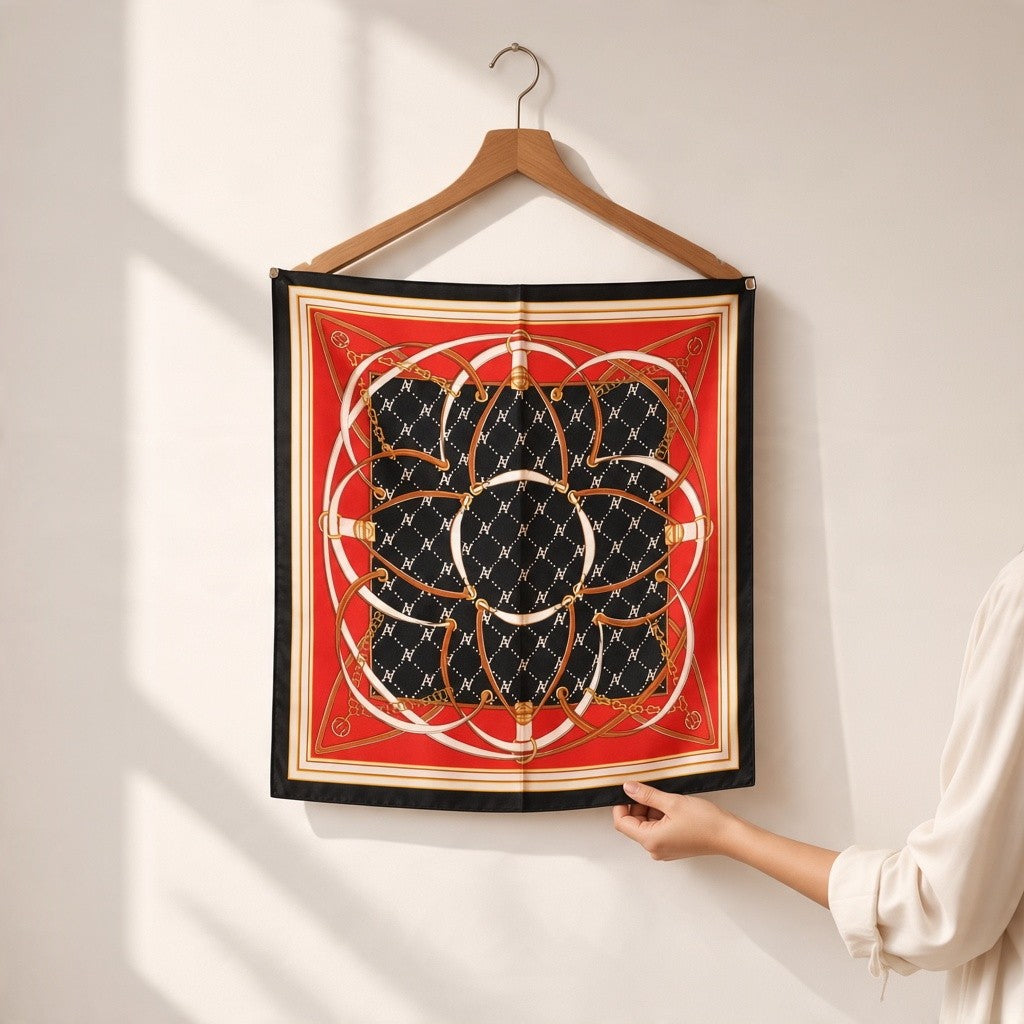 Designer Belt Print Square Scarf