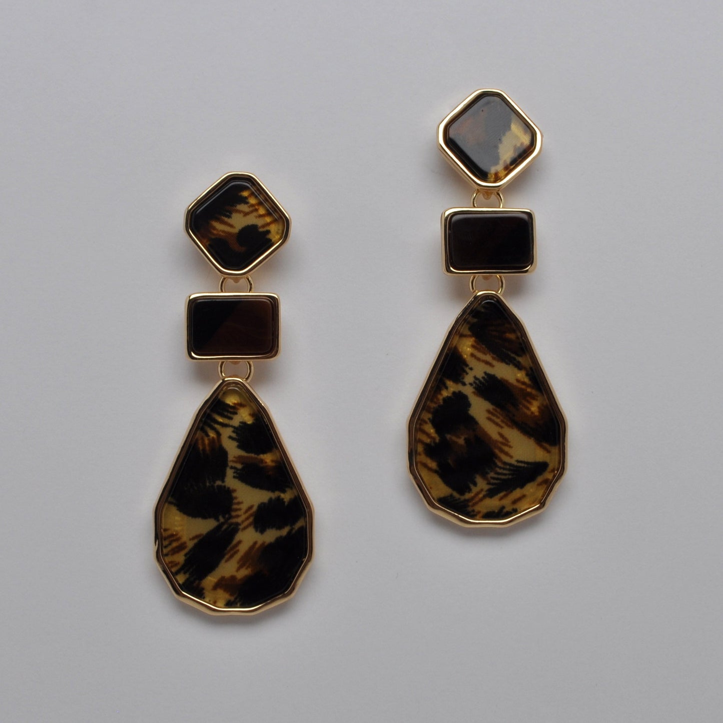 Geometric Tiered Resin Drop Earrings