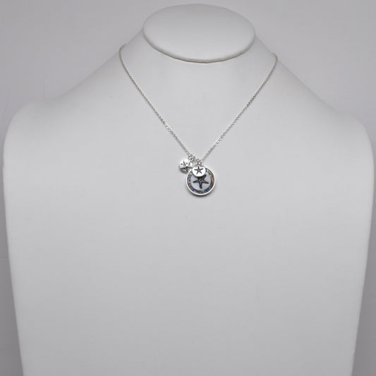 Starfish Shell Inlay Charm "I need vitamin sea"  Pendant Necklace