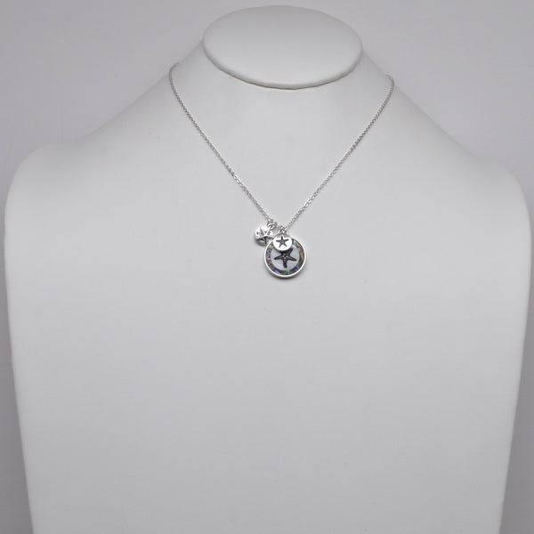 Starfish Shell Inlay Charm "I need vitamin sea"  Pendant Necklace