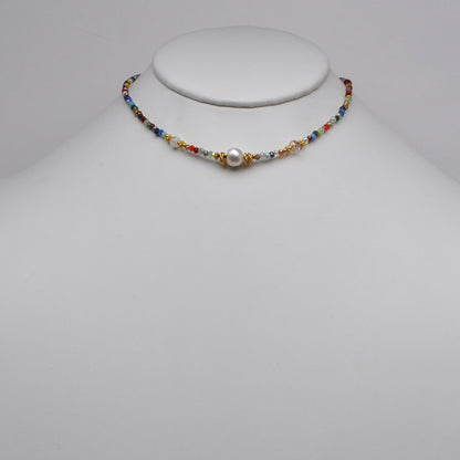 Thin Pearl Beaded Boho Necklace