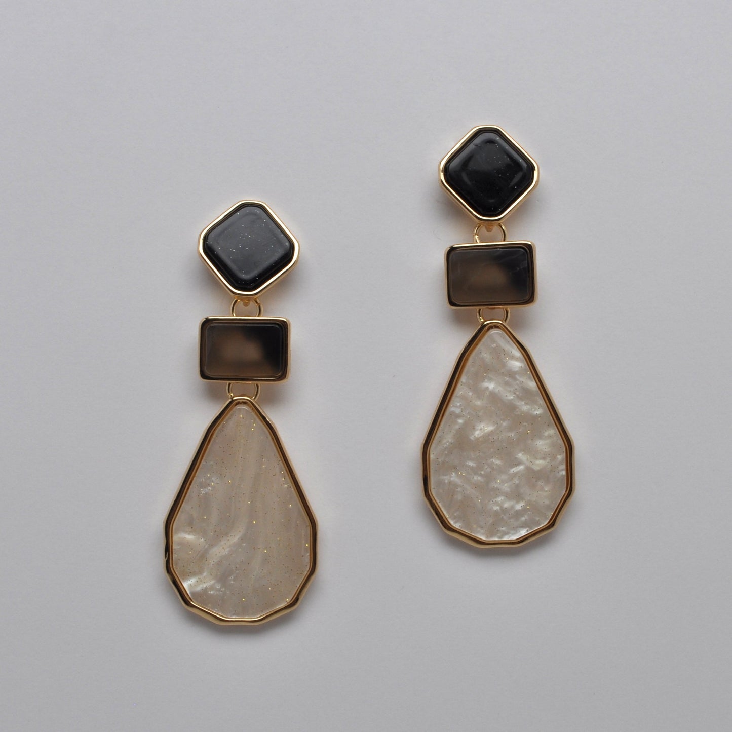 Geometric Tiered Resin Drop Earrings