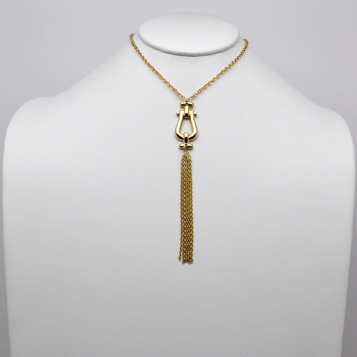 Stainless Steel Horseshoe Clasp Mesh Tassel Necklace