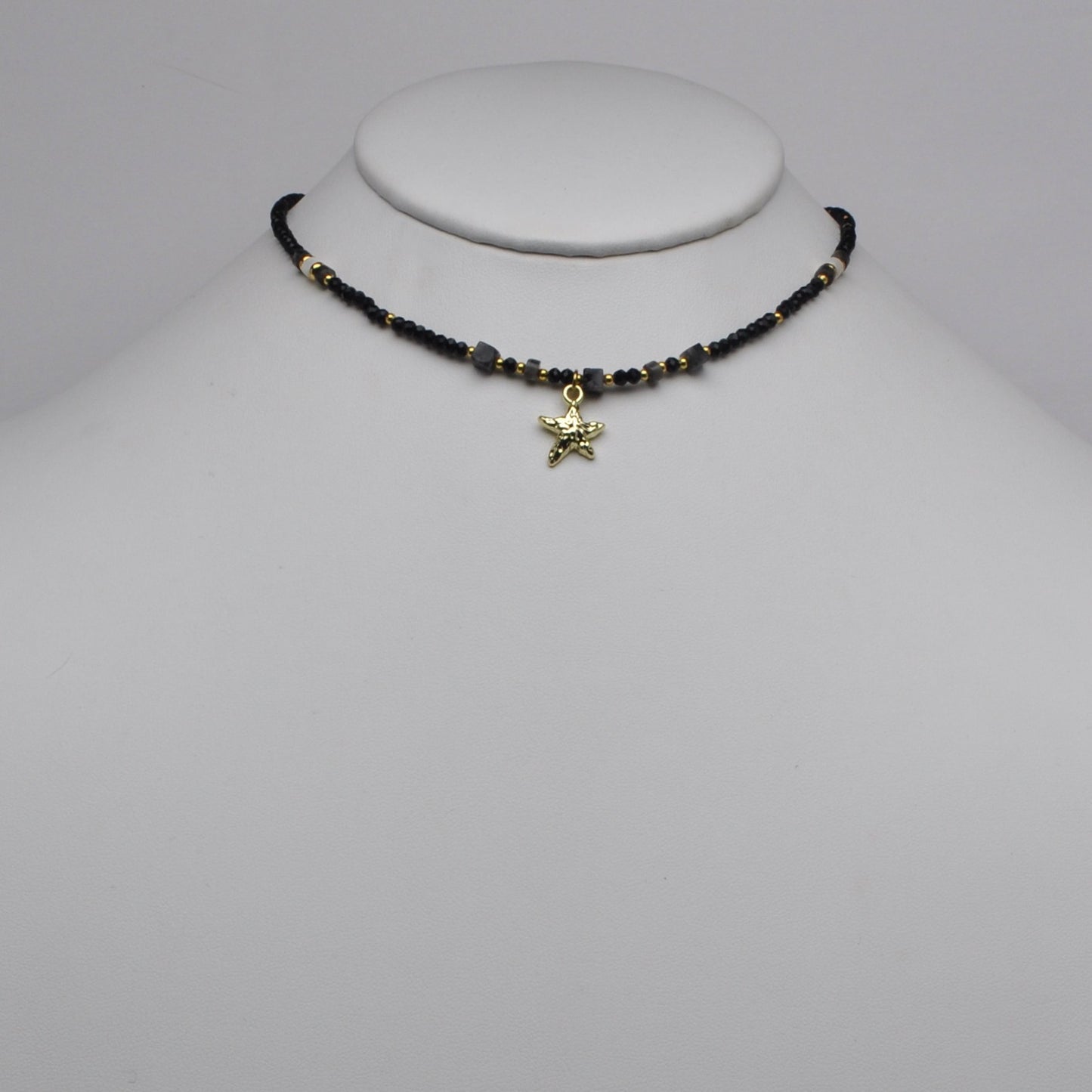 Rhinestone Beaded Nautical Starfish Pendant Necklace