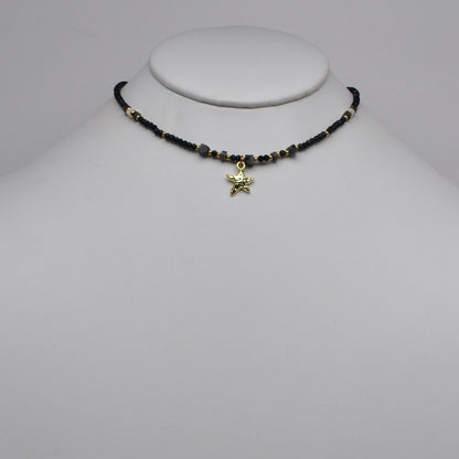 Rhinestone Beaded Nautical Starfish Pendant Necklace