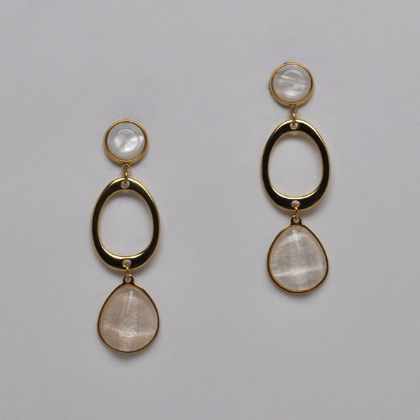Mixed Geometric Triple Drop Earrings