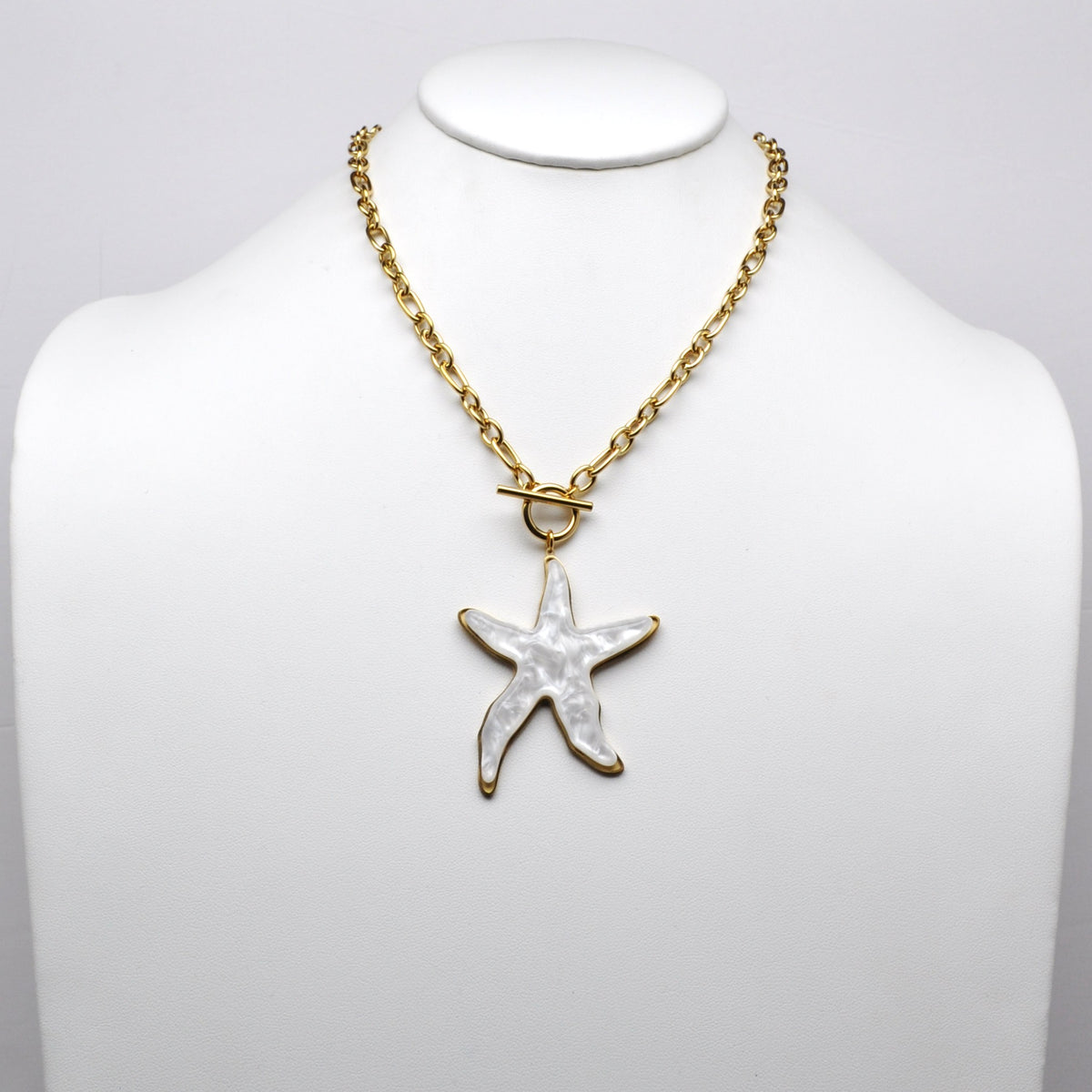 Stainless Steel Starfish Toggle Clasp Statement Necklace