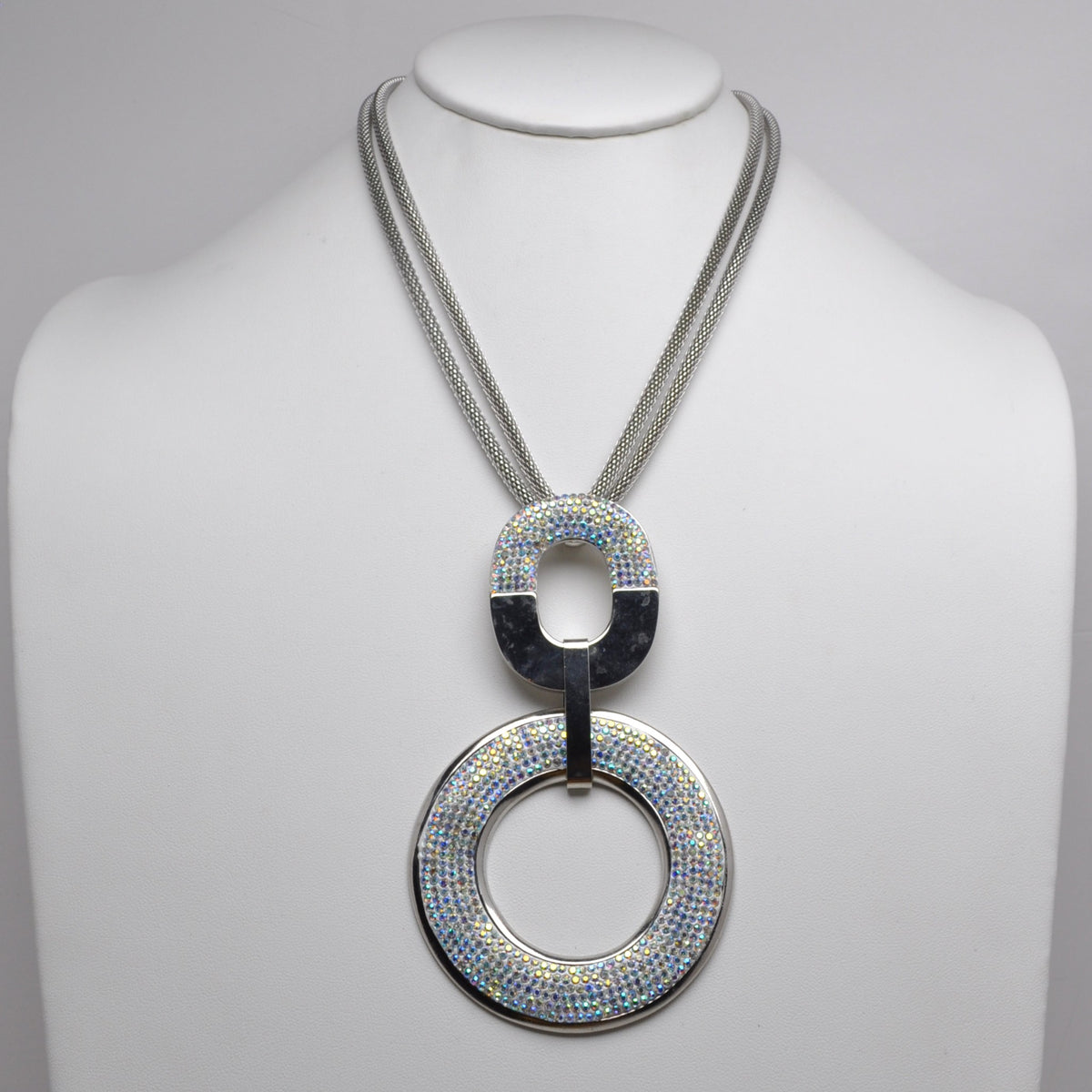 Pave Interlocking Double-Circle Statement Necklace