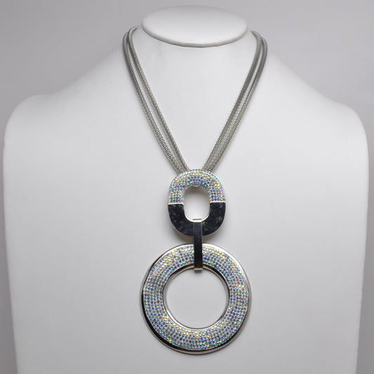 Pave Interlocking Double-Circle Statement Necklace