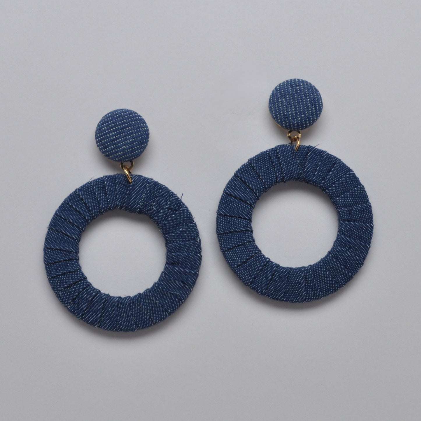 Circle Denim Statement Earrings