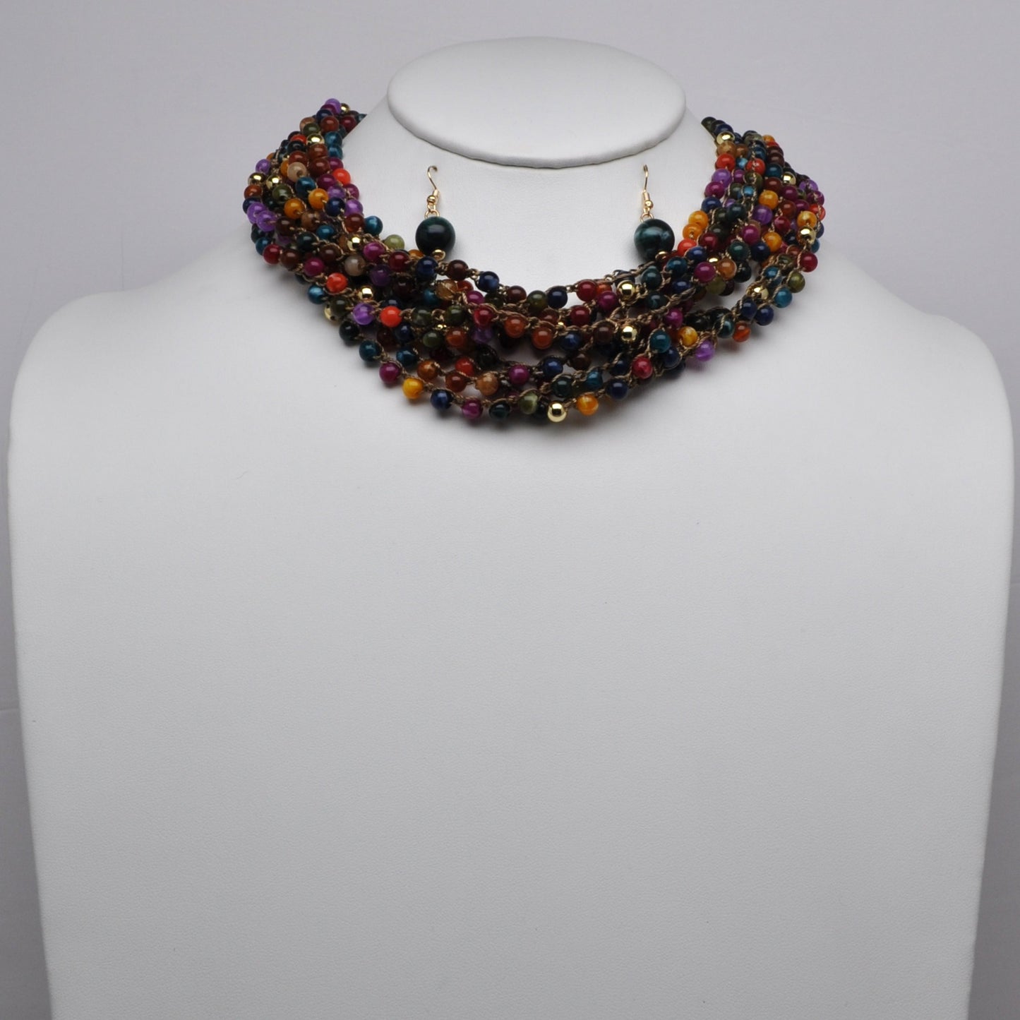 Layered Woven Bead Necklace Set