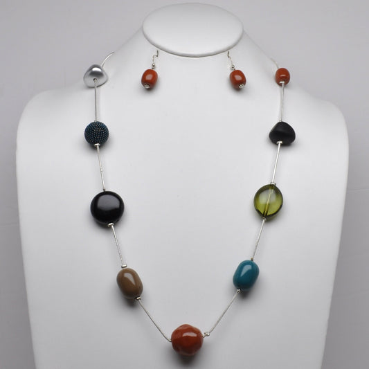 Long Snake Chain with Lucite/Acrylic Spacers