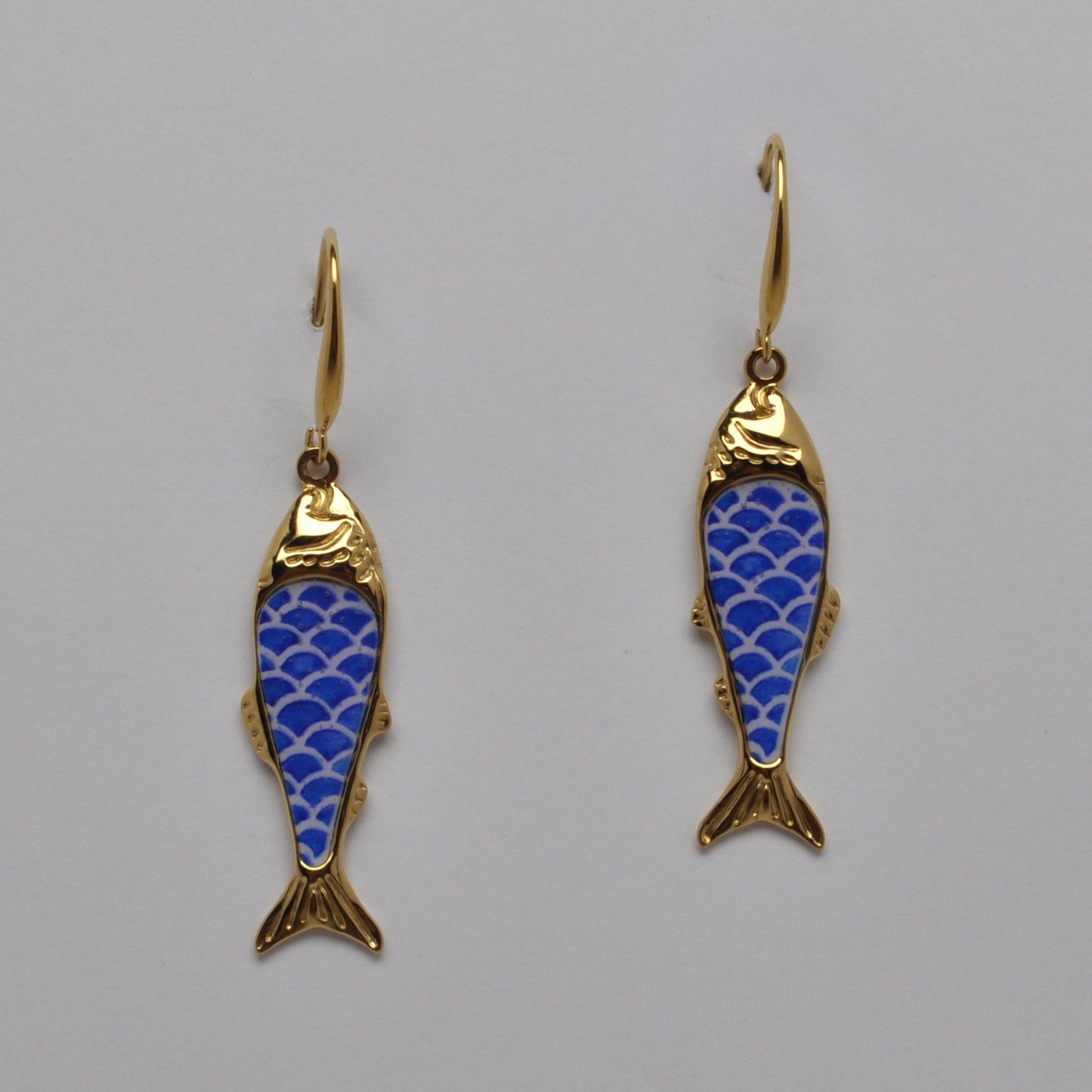 Metal Fish and Scales Print Earrings