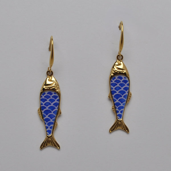 Metal Fish and Scales Print Earrings