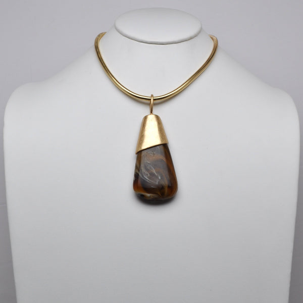 Faux Stone Teardrop Pendant Necklace