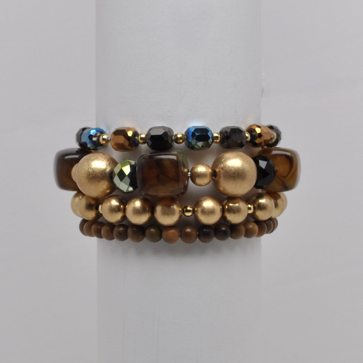 Multi Layered Beaded Stretch Bracelet Stack