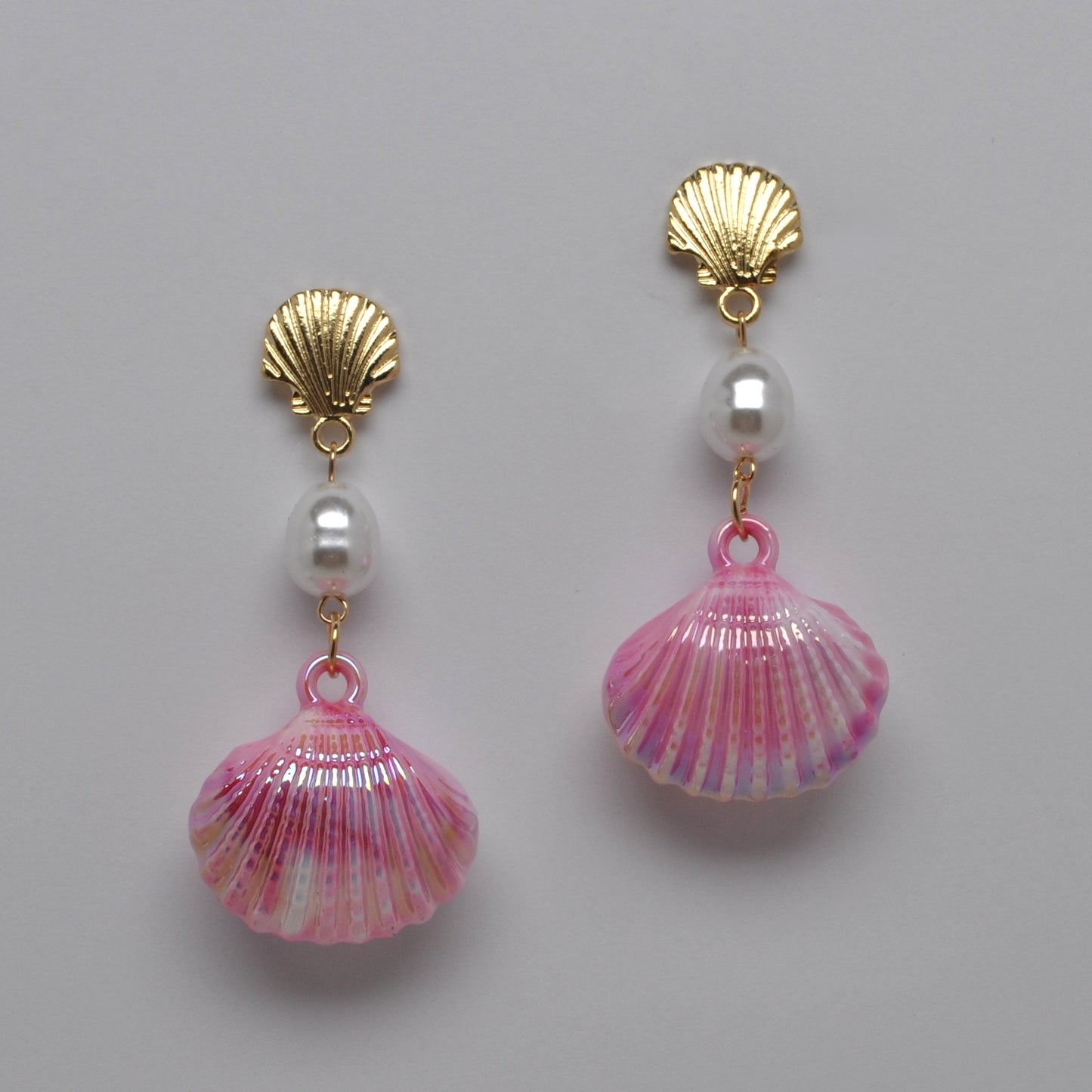Iridescent Seashell Pearl Drop Earrings