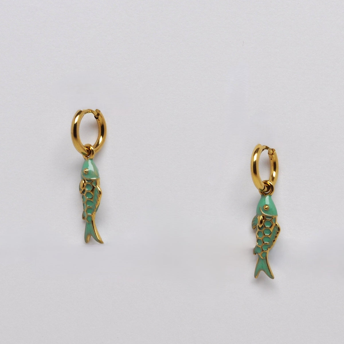 Enamel Fish Huggie Earrings