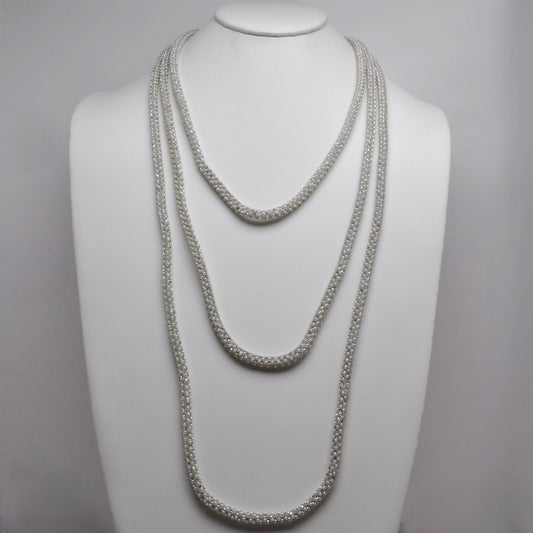 Long Layered Pearl Beaded Necklace