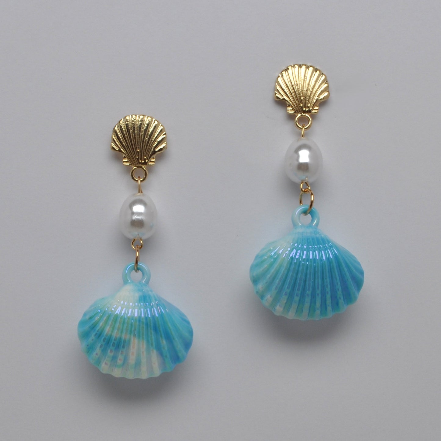 Iridescent Seashell Pearl Drop Earrings