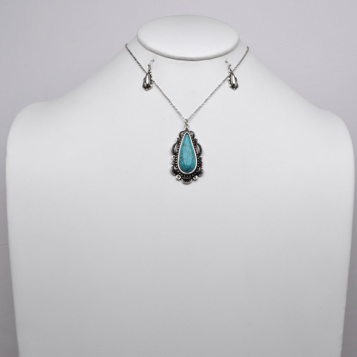 Southwestern Etched Teardrop Pendant Set