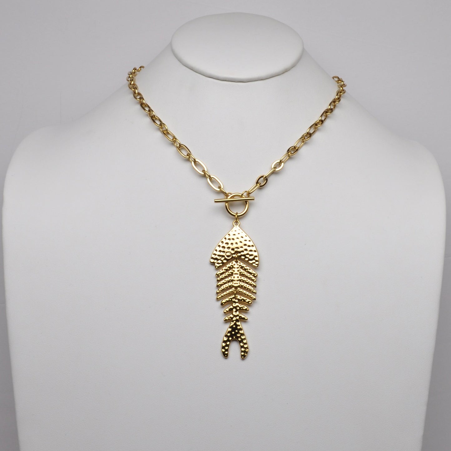 Boho Fish Bone Pendant Necklace