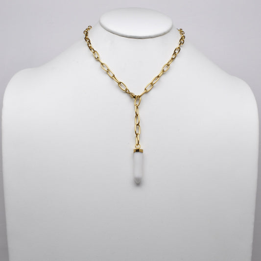 Stainless Steel Crystal Lariat Necklace
