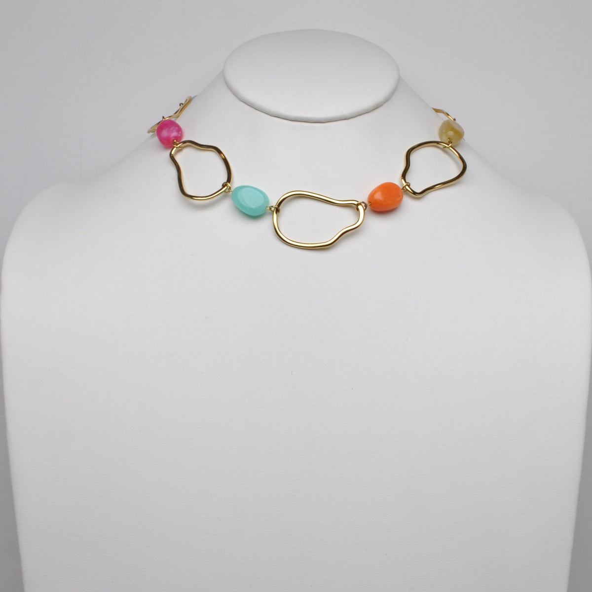 Lucite Beaded Asymmetrical Central Loop Necklace