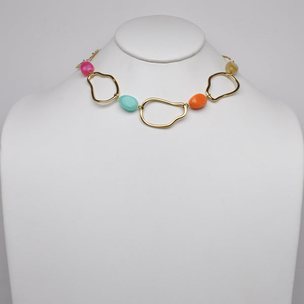 Lucite Beaded Asymmetrical Central Loop Necklace