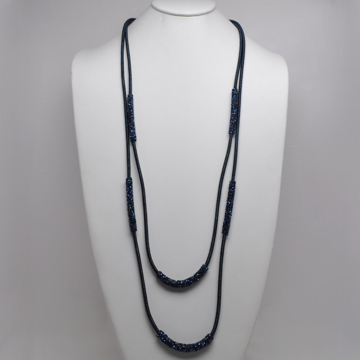 Metallic Cord w/Rhinestone Detail Necklace