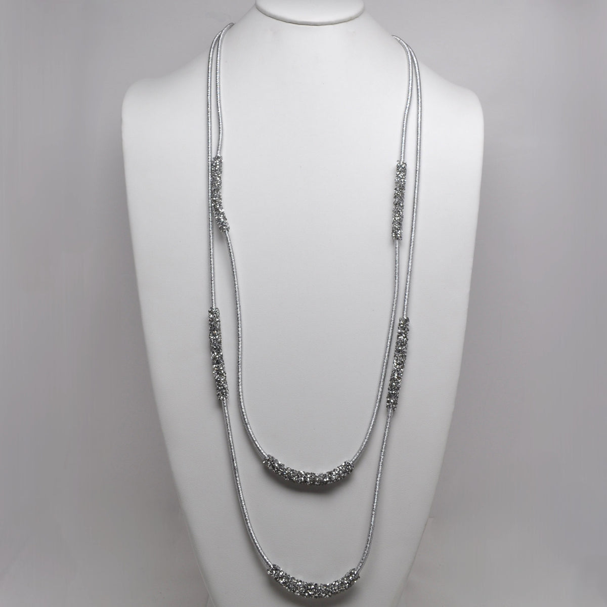 Metallic Cord w/Rhinestone Detail Necklace
